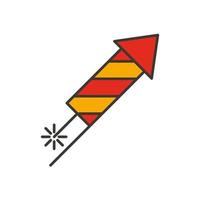 Rocket firework color icon. Isolated vector illustration