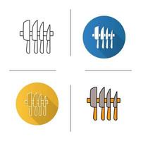 Knives set icon. Flat design, linear and color styles. Isolated vector illustrations