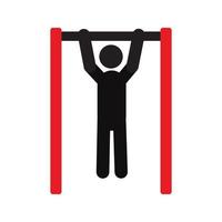 Man doing pull ups silhouette icon. Training with horizontal bar. Isolated vector illustration