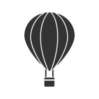 Hot air balloon glyph icon. Aerostat. Silhouette symbol. Negative space. Vector isolated illustration