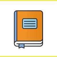 Diary notebook color icon. School journal with bookmark. Isolated vector illustration