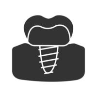 Dental implant glyph icon. Endosseous implant. Silhouette symbol. Negative space. Vector isolated illustration