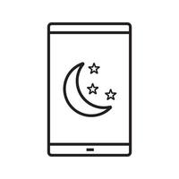 icono lineal de modo nocturno de teléfono inteligente. Ilustración de línea fina. teléfono inteligente con símbolo de contorno de luna y estrellas. dibujo de contorno aislado vectorial vector