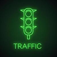 Traffic lights neon light icon. Traffic semaphore. Stop lights. Glowing sign. Vector isolated illustration