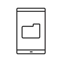 Smartphone file manager linear icon. Thin line illustration. Smart phone with folder contour symbol. Vector isolated outline drawing