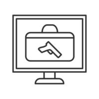 X-ray baggage scanner linear icon. Airport security. Thin line illustration. Weapon detected in handbag. Contour symbol. Vector isolated outline drawing