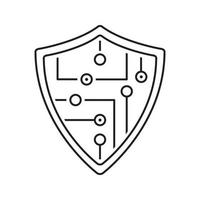 Protection shield linear icon. Firewall thin line illustration. Antivirus program contour symbol. Vector isolated outline drawing