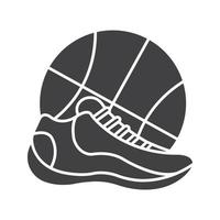 icono de zapato y pelota de baloncesto. símbolo de silueta. espacio negativo. vector ilustración aislada