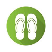 Flip flops flat design long shadow icon. Summer slippers. Vector silhouette symbol