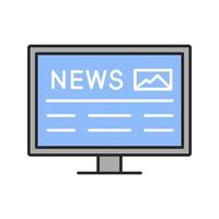 Electronic newspaper color icon. Online news on pc. Isolated vector illustration