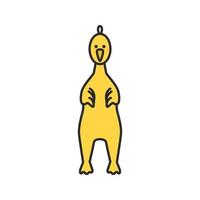 Rubber chicken color icon. Dog's chew toy. Isolated vector illustration