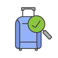 Baggage allowance color icon. Successful luggage check. Suitcase with checkmark. Isolated vector illustration