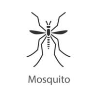 Mosquito glyph icon. Insect. Midge, gnat. Silhouette symbol. Negative space. Vector isolated illustration