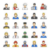 Professions color icons set. Occupation. Workers. Isolated vector illustrations