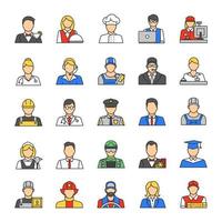 Professions color icons set. Occupation. Workers. Isolated vector illustrations