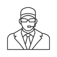 Security guard linear icon. Bodyguard. Thin line illustration. Contour symbol. Vector isolated outline drawing