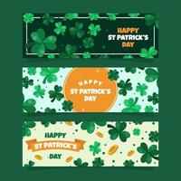 Flat St Patricks Day Shamrock Clover Banner Collection vector