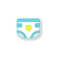 Baby diaper patch. Nappy. Color sticker. Vector isolated illustration