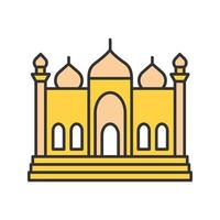 Mosque color icon. Islamic culture. Muslim worship place. Isolated vector illustration