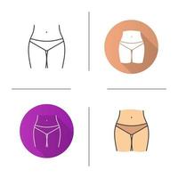 Bikini zone icon. Flat design, linear and color styles. Isolated vector illustrations