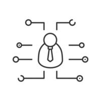 Digital manager linear icon. Thin line illustration. Admin. User. Online support. Contour symbol. Vector isolated outline drawing