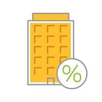 Home loan discount color icon. High rise flats and buildings mortgage interest rate. Isolated vector illustration