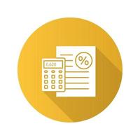 Percentage calculator flat design long shadow glyph icon. Interest rate calculations. Vector silhouette illustration