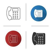 Landline phone icon. Office telephone. Flat design, linear and glyph styles. Isolated vector illustrations