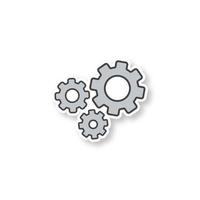 Cogwheels patch. Gears. Cogs. Color sticker. Vector isolated illustration