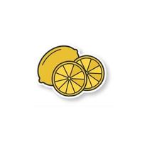 Lemon patch. Halved lime fruit. Color sticker. Vector isolated illustration