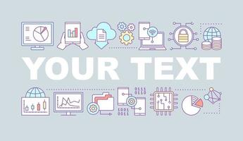 Big data word concepts banner. Digital technology. Computing. Isolated lettering typography idea with linear icons. Data analytics. IT business. Vector outline illustration