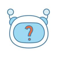 Help chatbot color icon. FAQ chat bot. Virtual assistant. Robot face with question mark. Artificial conversational entity. Artificial intelligence. Isolated vector illustration
