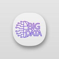 Big data app icon. UI UX user interface. Cloud computing. Database. Artificial intelligence. Cloud network. Web or mobile application. Vector isolated illustration