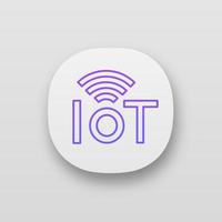 Internet of things app icon. UI UX user interface. IoT signal. Artificial intelligence. Web or mobile application. Vector isolated illustration