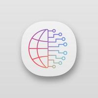 Big data app icon. UI UX user interface. Cloud computing. Neurotechnology network. Artificial intelligence. Web or mobile application. Vector isolated illustration