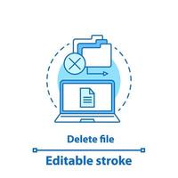 Delete file concept icon. Files management. Data removal idea thin line illustration. Document removing. Vector isolated outline drawing. Editable stroke