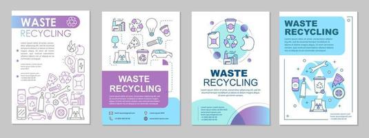 Waste management brochure template layout. Trash sort. Flyer, booklet, leaflet print design with linear illustrations. Garbage recycling. Vector page layouts for magazine, reports, advertising posters