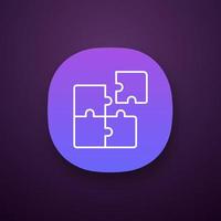 Teamwork app icon. UI UX user interface. Consolidation. Solution finding. Team problem solving. Puzzles. Web or mobile application. Vector isolated illustration