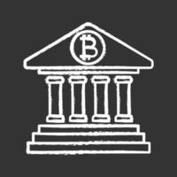 Bitcoin banking chalk icon. Account cryptocurrency balance. E-payment. Online banking. Isolated vector chalkboard illustration