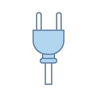 Electric plug color icon. Wiring. Power cable with plug. Isolated vector illustration