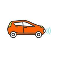 Smart car in side view color icon. NFC auto. Intelligent vehicle. Self driving automobile. Autonomous car. Driverless vehicle. Isolated vector illustration