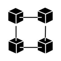 Blockchain technology glyph icon. Silhouette symbol. Big data. Cryptocurrency. Fintech. Negative space. E-commerce. Connected cubes. Vector isolated illustration