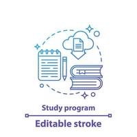 Study program concept icon. Education. Interactive training idea thin line illustration. Vector isolated outline drawing. Editable stroke