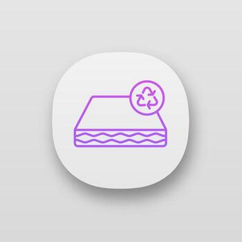 icono de la aplicación de reciclaje de colchón ecológico. colchón ecológico reciclable y reutilizable. interfaz de usuario ui ux. aplicación web o móvil. vector ilustración aislada