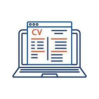 icono de color de la solicitud de empleo en línea. sitio web de búsqueda de empleo. creador de currículums en línea, creador de cv. sitio web de contratación. ilustración vectorial aislada vector