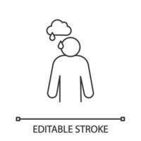 Sadness linear icon. Bad mood. Thin line illustration. Depression and fatigue. Apathy. Stress symptom. Contour symbol. Vector isolated outline drawing. Editable stroke