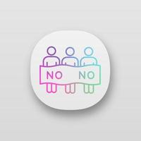 Protest event app icon. Political protest. Activists. Social movement. Public opinion. Demonstration, meeting. Collective action. UI UX interface. Web, mobile application. Vector isolated illustration