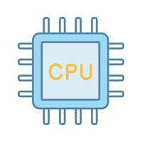 CPU color icon. Electronic microchip, chipset, chip. Central processing unit. Computer, phone processor. Integrated circuit. Isolated vector illustration