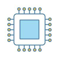 Processor color icon. Microprocessor. CPU. Central processing unit. Integrated circuit. Computer, phone processor. Microchip, chipset, chip. Isolated vector illustration