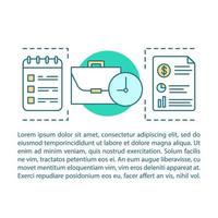 Financial report concept linear illustration. Time management. Business planning. Article, brochure, magazine page layout with text boxes. Paperwork. Print design. Vector isolated outline drawing